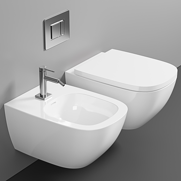 Elegant Wall Hung Toilet - Laufen Palomba 3D model image 1 