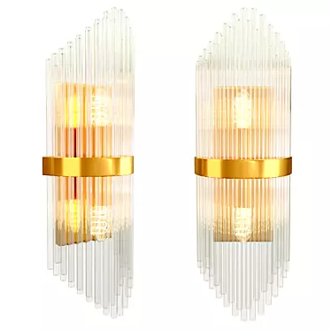 Sleek Glass Rod 2-Light Fixture 3D model image 1 