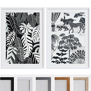 Modern Animal and Plant Picture Frame Set 3D model image 1 