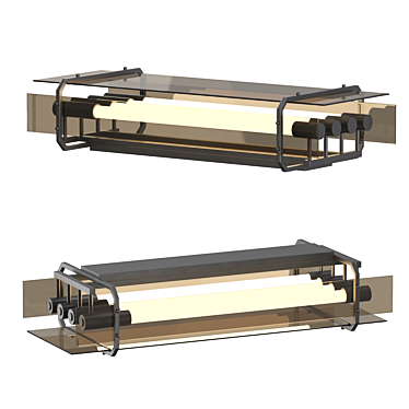 Amber Glass Rectangular Ceiling Lamp 3D model image 1 