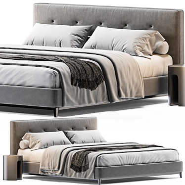 Luxury Quilted Bed by Minotti 3D model image 1 