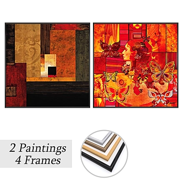 Art Gallery: 2 Paintings with 4 Frame Options 3D model image 1 