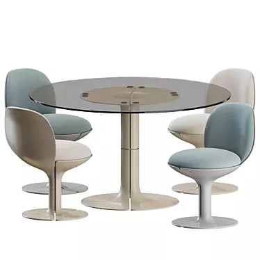 Mid Century Elysee Dining Set 3D model image 1 