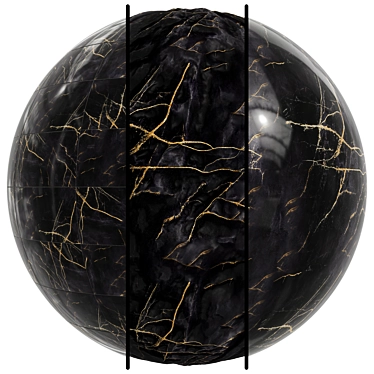 Elegant Marble Slab - Black & Gold 3D model image 1 