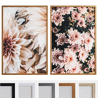 Modern Flower Picture Frame Set 3D model image 1 