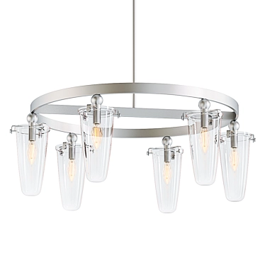 Elegant Brushed Nickel Chandelier 3D model image 1 