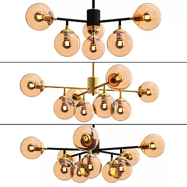 Elegant Cognac Chandelier: 5-Light Brilliance 3D model image 1 