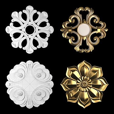 16 Rosettes: Gold-Gypsum Blend 3D model image 1 