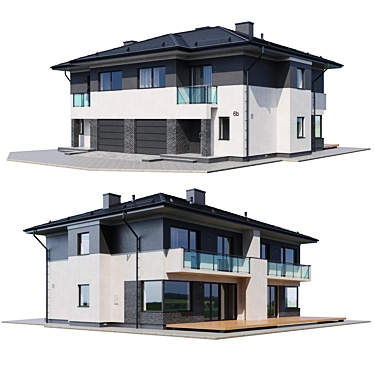 Modern Cottage V6: 3D model for Corona Render 3D model image 1 