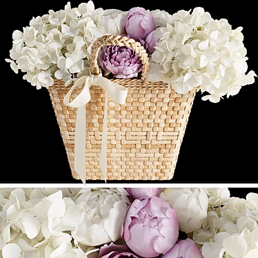 Elegant Floral Basket 3D model image 1 