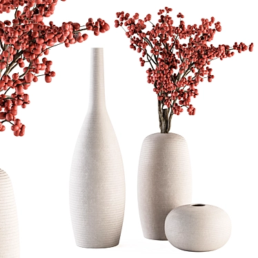 Berry Branch Bouquet - Concrete Vase 3D model image 1 