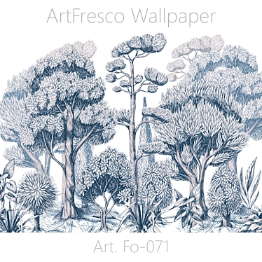 Forest Fresco Wallpaper - Seamless Art Design 3D model image 1 