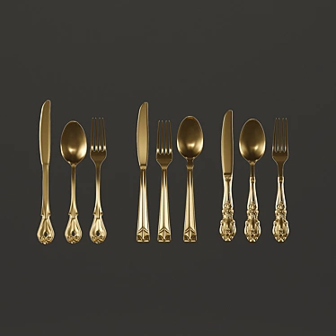 Golden Cutlery Set | 69.119 Polygons | 35.822 Vertices 3D model image 1 