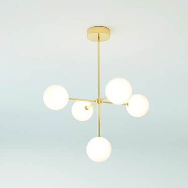 Golden Glow Pendant Light: Elegant Brass Composition, Soft Touch Matte Glass 3D model image 1 