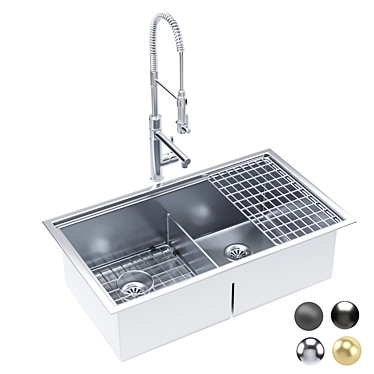 KRAUS Kwu112 Workstation Sink 3D model image 1 