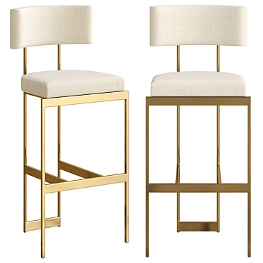 Modern Beige Brass Counter Stool 3D model image 1 