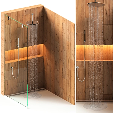 Wooden Shower Panel 3D model image 1 