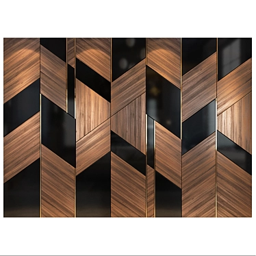 Elegant Wood and Gold Wall Panels 3D model image 1 