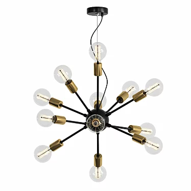 Stunning Sputnik Black & Gold Chandelier 3D model image 1 