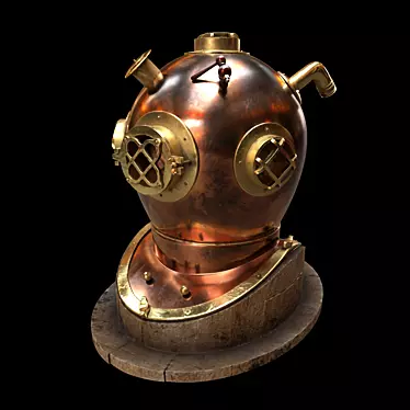 Antique Diver Helmet: Vintage Desktop Ornament 3D model image 1 