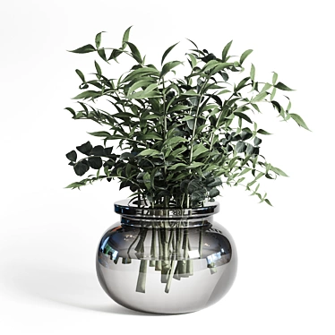 Olive Bouquet 15 - Glass Vase 3D model image 1 