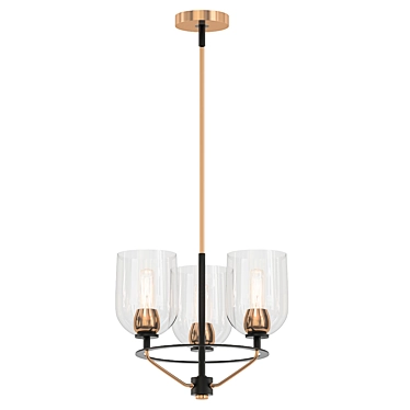 Sleek Black and Gold Chandelier 3D model image 1 