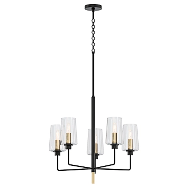 Elegant Noir/Aged Brass Dalia Chandelier 3D model image 1 