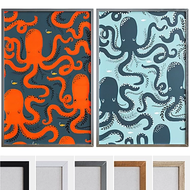 Underwater Octopus Picture Frame Set 3D model image 1 