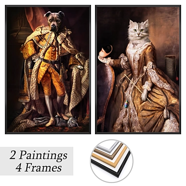 Elegant Art Set: 2 Paintings & 4 Frame Options 3D model image 1 