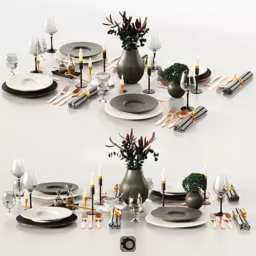 Rock Dinnerware Set: Elegant Tableware 3D model image 1 