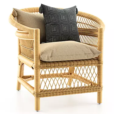 Elegant Malu Rattan Armchair: Stylish Comfort for Your Home! 3D model image 1 