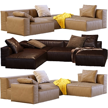 Modern Navi Leather Sofa 3D model image 1 