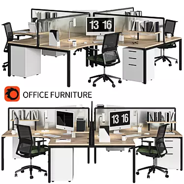 Modern Office Furniture Set 3D model image 1 