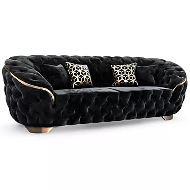 Luxurious Lupino Black Velvet Sofa 3D model image 1 