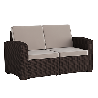 Chocolate Brown Rattan Loveseat 3D model image 1 