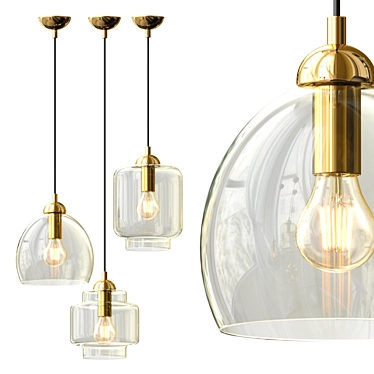 Elegant Glass Pendant Light 3D model image 1 