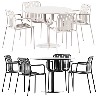 Modern Piper Pedestal Table & Trocadero Armchair 3D model image 1 