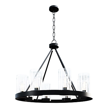 Industrial Round Chandelier - Indoor/Outdoor Lighting 3D model image 1 