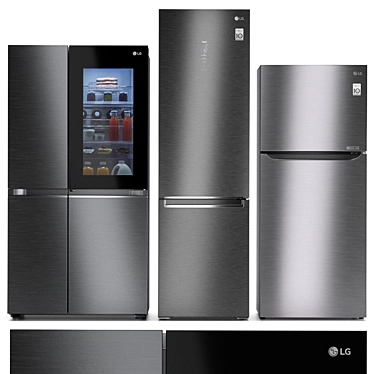 LG Refrigerator Set: DoorCooling+ & More 3D model image 1 