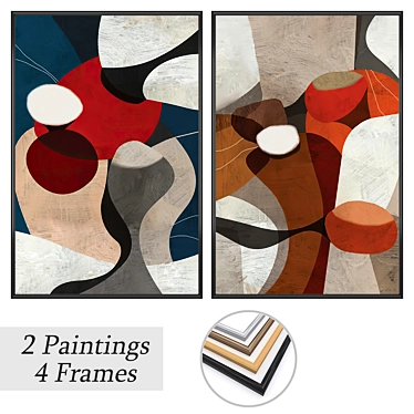 Elegant Paintings Set with Multiple Frame Options 3D model image 1 