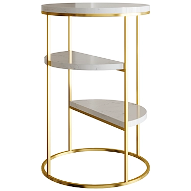 Golden Round End Table Homary 3D model image 1 