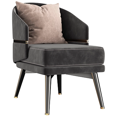 Luxury Brass Trim Armchair with Round Backrest 3D model image 1 