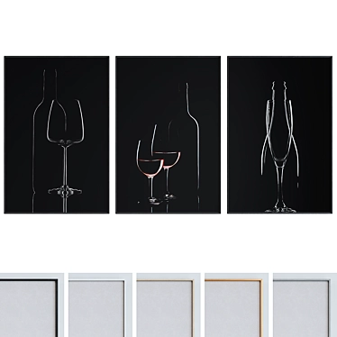Wine-themed Frame Set: Modern Style, Set of 3 3D model image 1 
