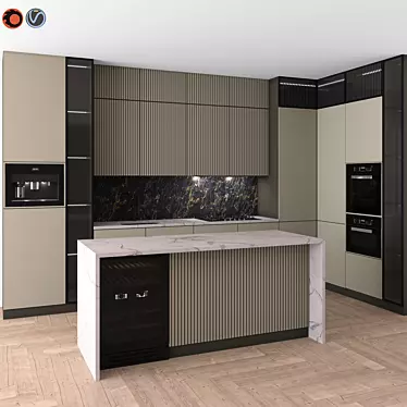 Modern Kitchen Corner Space 3D model image 1 