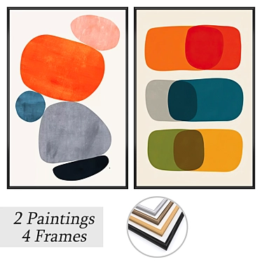 "Artful Canvas: 2 Paintings with Frame Options 3D model image 1 