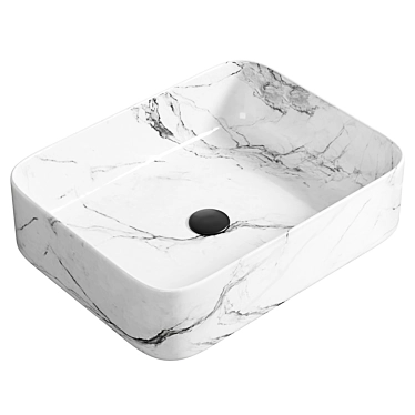 Gloss White Marble Effect Basin 3D model image 1 