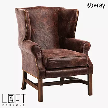 LoftDesigne Armchair 4063: Leather & Wood 3D model image 1 