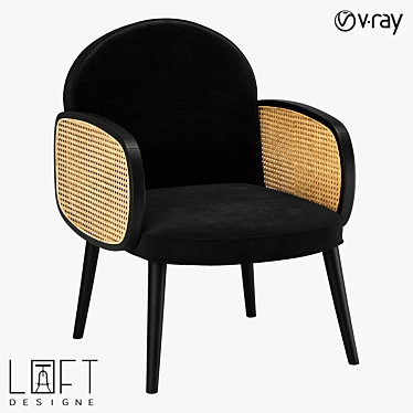 LoftDesigne Armchair 36156: Wood, Fabric, and Rattan 3D model image 1 