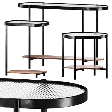 Modern Porter Table Set 3D model image 1 