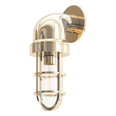 Industrial Brass Wall Light 3D model image 1 